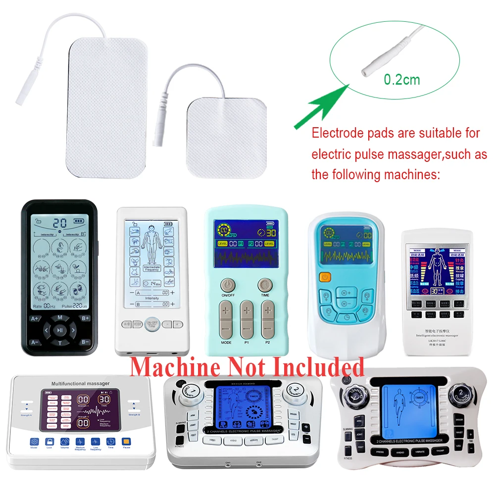 TENS Unit Replacement Pads Self Adhesive Latex Free Premium Reusable Electrode Pads Use 2mm Pin Connector Lead Wires Patches view 6