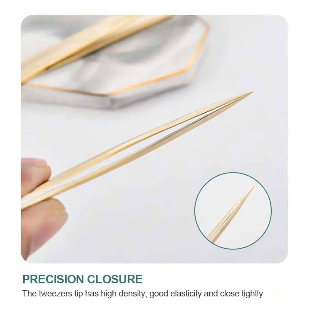 Precision Volume Eyelash Tweezers Professional Stainless Steel Eyelash Extension Clip Individual Curved Strip Lash Tools