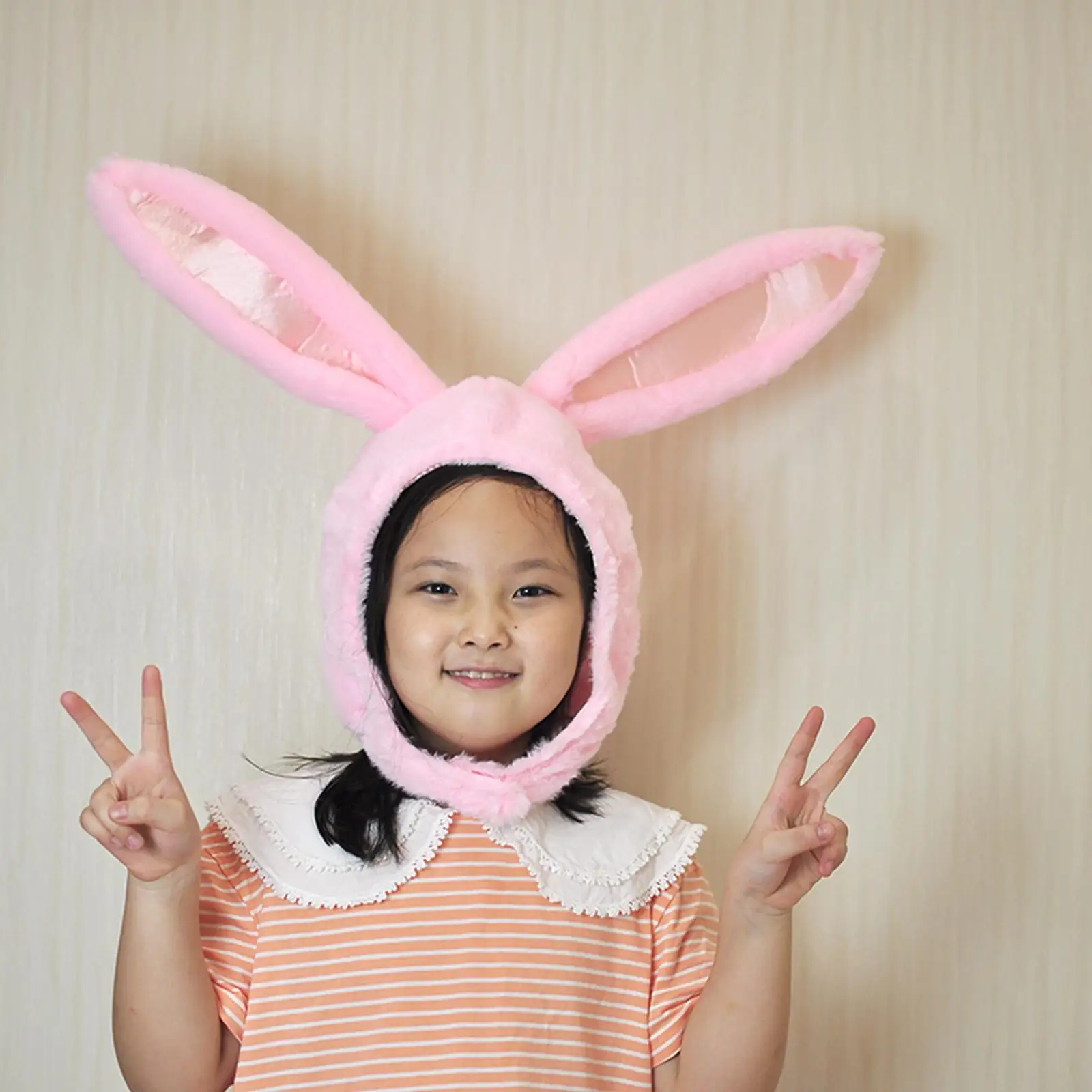 Warme Hasenohren-Kapuzenmütze, Plüsch-Kopfbedeckung für Damen und Mädchen, Winter-Tierkostüm, Fotodekoration