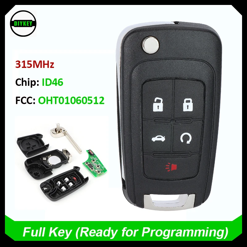 DIYKEY Remote Key Fob 5 Button 315MHz ID46 per per 2010 2011 2012 2013 2014 2015 2016 Chevrolet Cruze Equinox FCC: OHT01060512