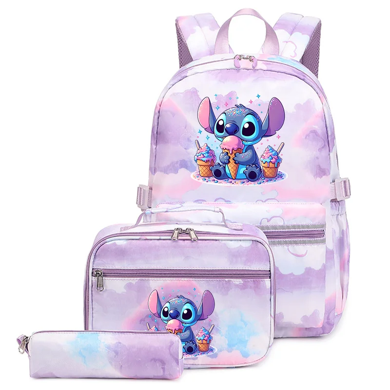 3Pcs/Set Disney Lilo Stitch Teenager Student Backpack Colorful Bag Boys Girls School bags with Lunch Bag Travel Mochilas