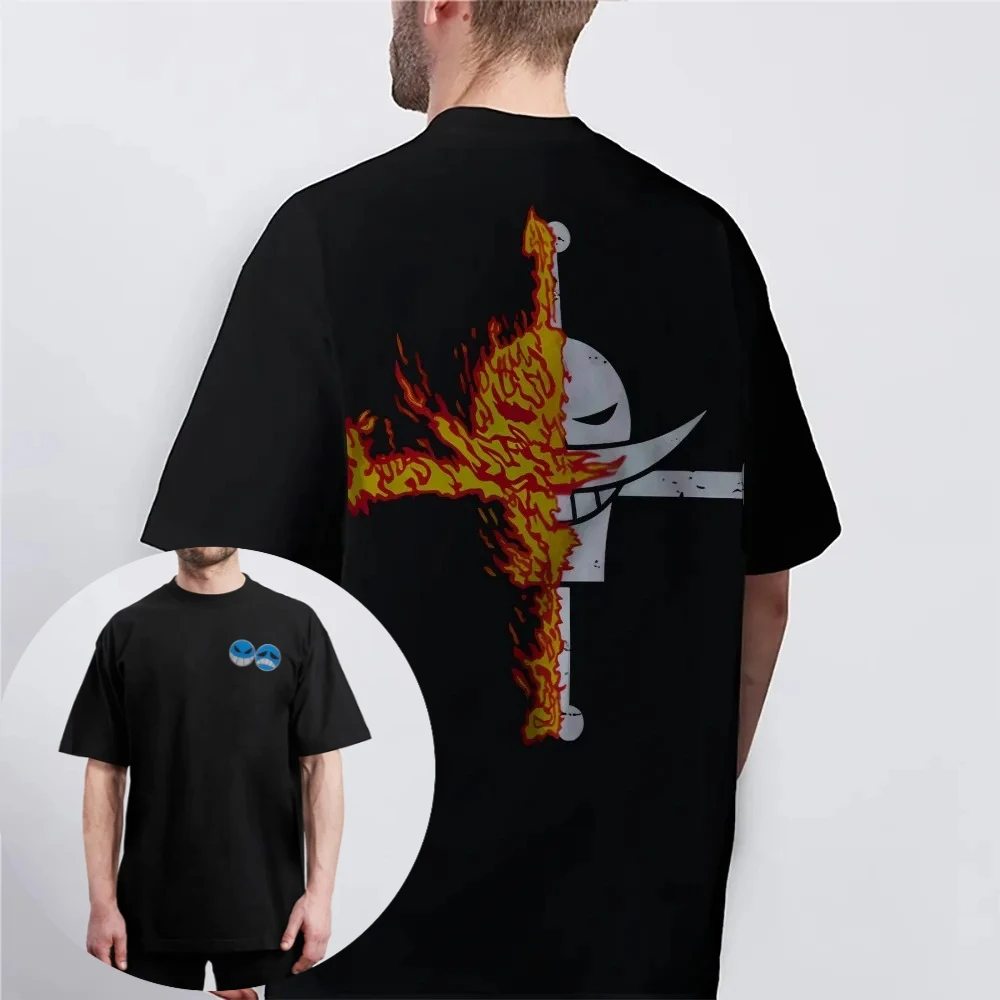 ONE PIECE Animation à sang chaud Ace à manches courtes hommes et femmes même Style confortable T-shirt à manches courtes t-shirt décontracté hauts