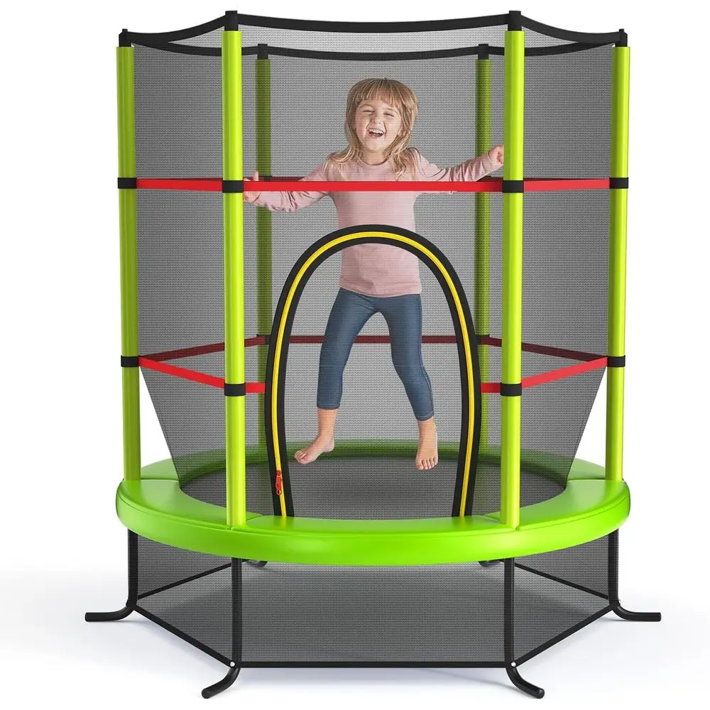 

4.6 T Toddler Trampoline with Enclosure Net, Safety Pad, Indoor Outdoor Approved for Children