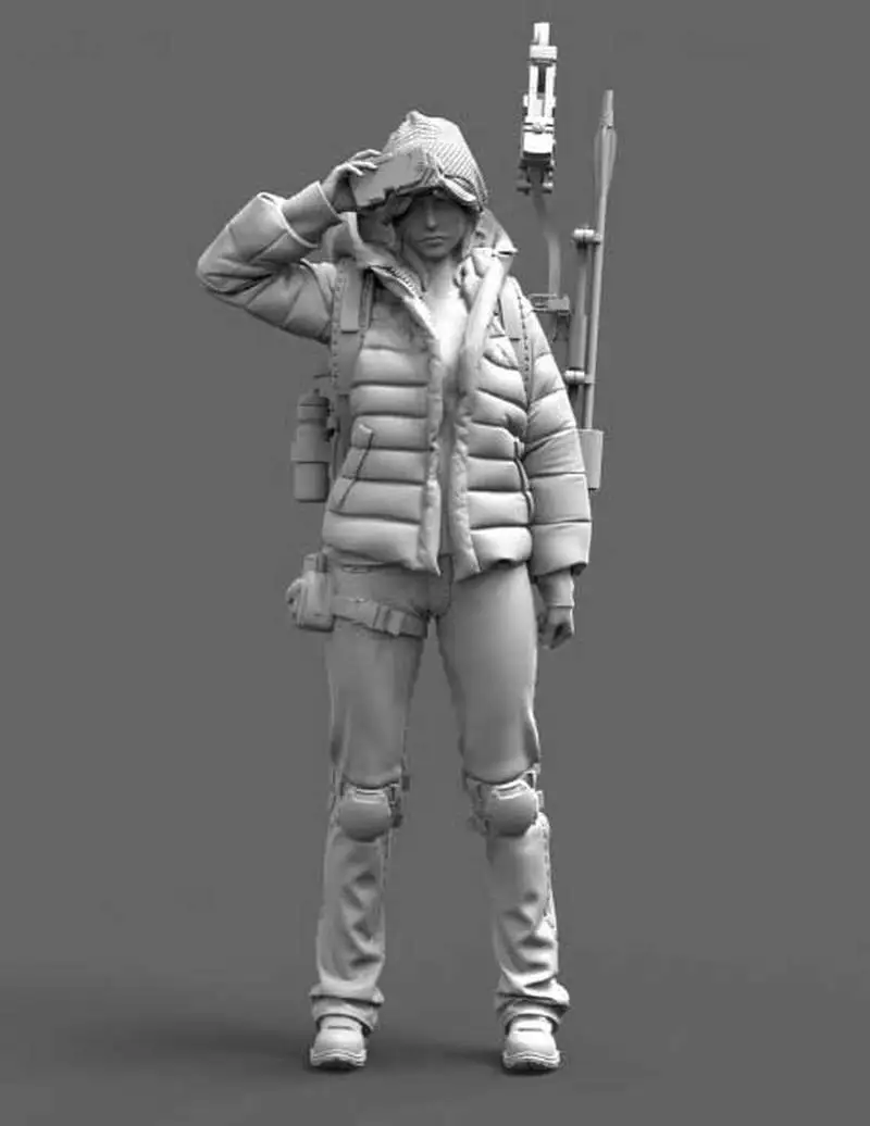 1/35 Steampunk Famale Hunters Resin Model Figure Gk Micro Miniature 3D Printed White Model Unassembled And Unpainted Kit Toy
