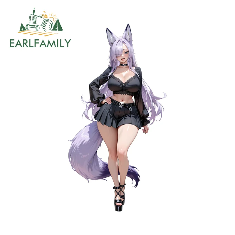EARLFAMILY Furry Girl Alluring Car Stickers Adaorable Cartoon Auto Vehicle Decals Simple Practical Waterproof Racing Accessories