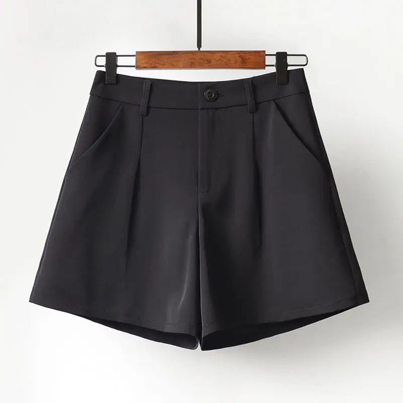 Fashion Button Button Pockets Solid Color Casual Shorts Women's Clothing 2024 Summer New Loose Office Lady High Waist Shorts