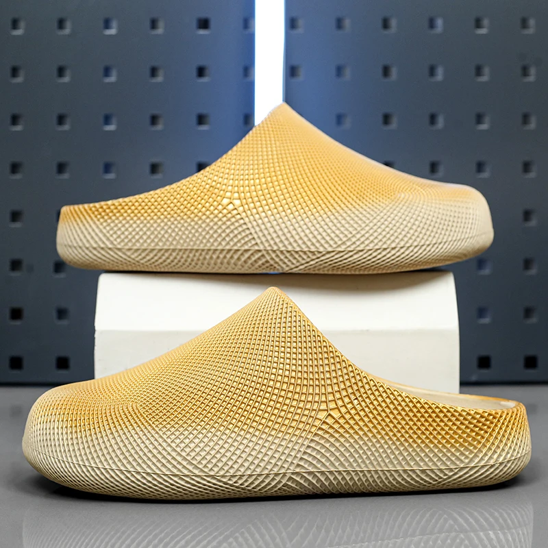Men's and Women's Couple's Closed-Toe Eva High-Elastic Cushioning Textured Home Shoes, Non-Slip Waterproof Bathroom Kitchen Daily Beach Slippers