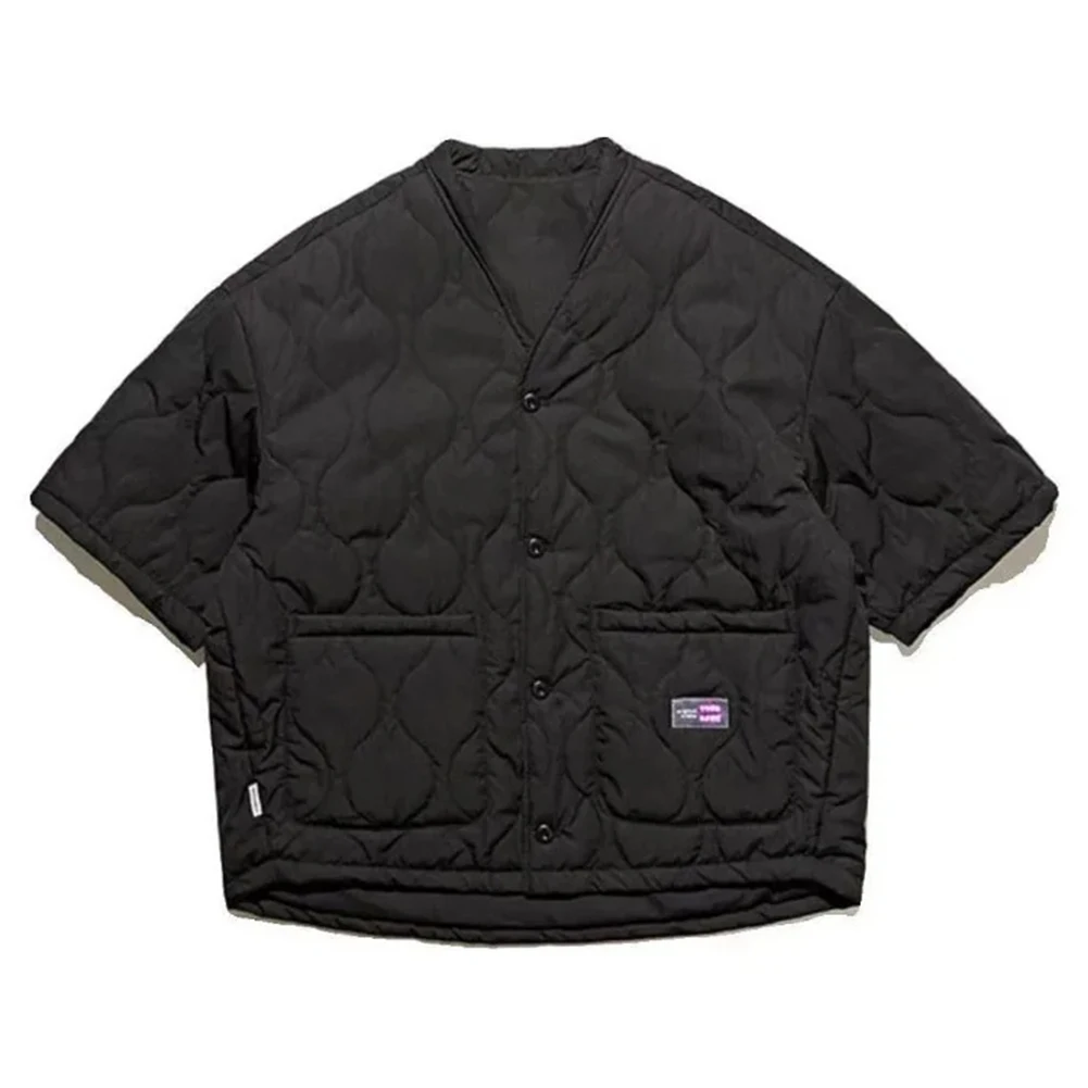 

Retro Style Men's Cotton-Padded Jacket with Half Sleeves Casual Loose Fit Parkas Coat Designed for Warm Outwear