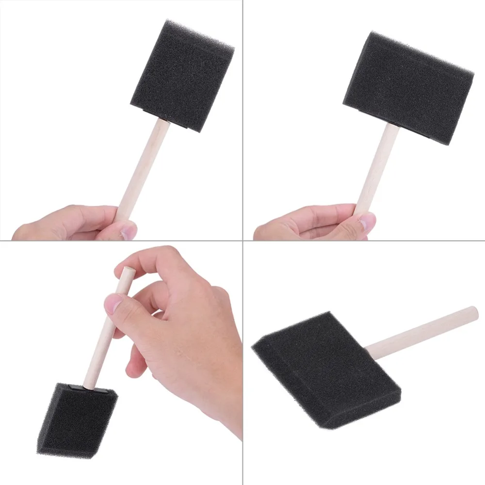 4PCS Handy Black Foam Sponge Brush Wooden Handle Soft Multi-Purpose Brush Dust Cleaning Foam Brush Handmade DIY Work