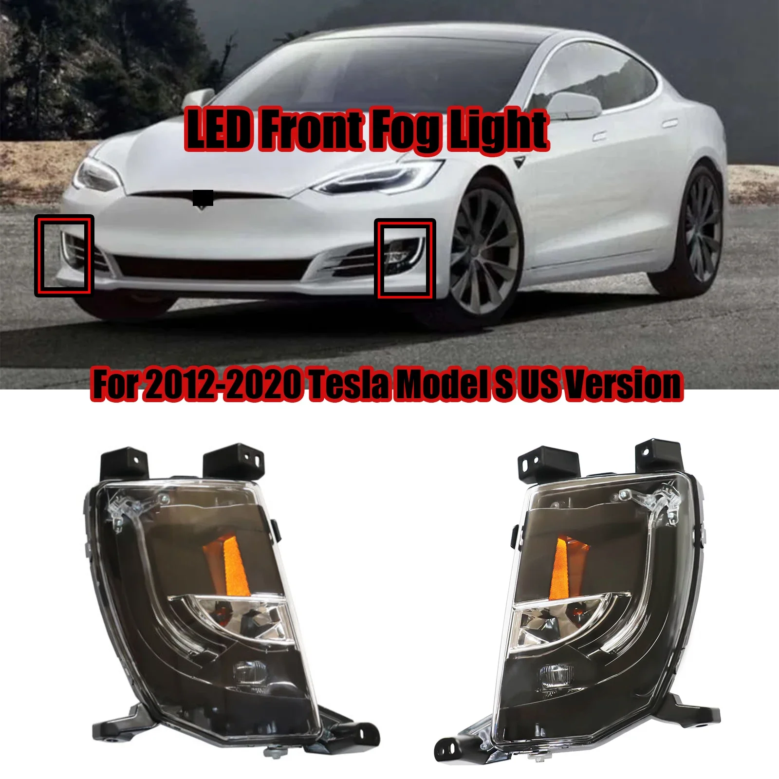 

LED Fog Light Clear Front Right Lamp Black Housing Replacement For 2012-2020 Tesla Model S US Version