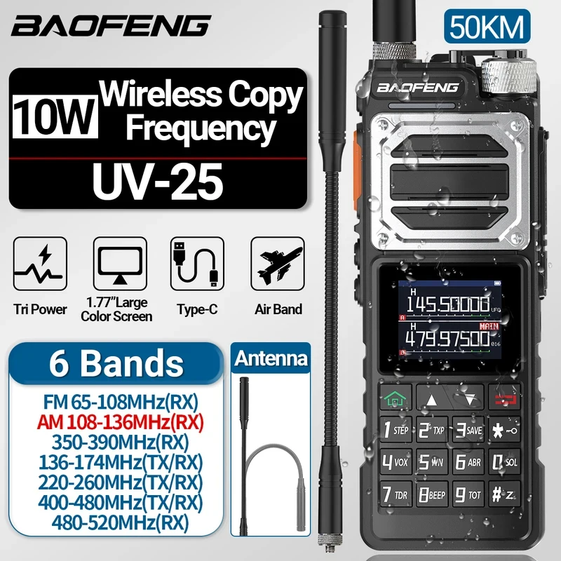 ricetrasmettitore-baofeng-uv-25-per-banda-aerea-copia-frequenza-wireless-allerta-meteo-noaa-ricarica-type-c-999-canali-radio-amatoriale-a-lungo-raggio
