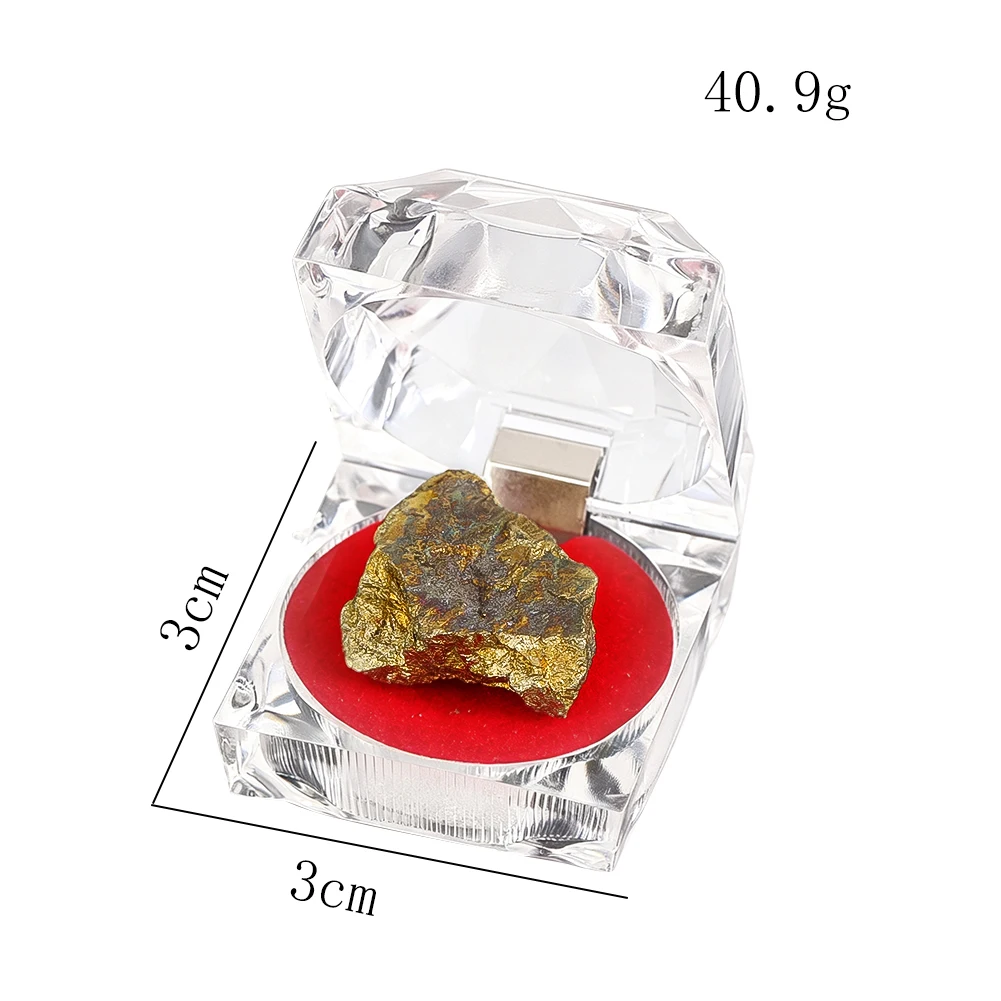 Natürliches Eisen-Kupfer-Misch-Erz-Mineral-Exemplar, Rohstein mit klarem Acryl-Display-Box, Heim-Sammlungsstück, Souvenir-Geschenk – Detail 5