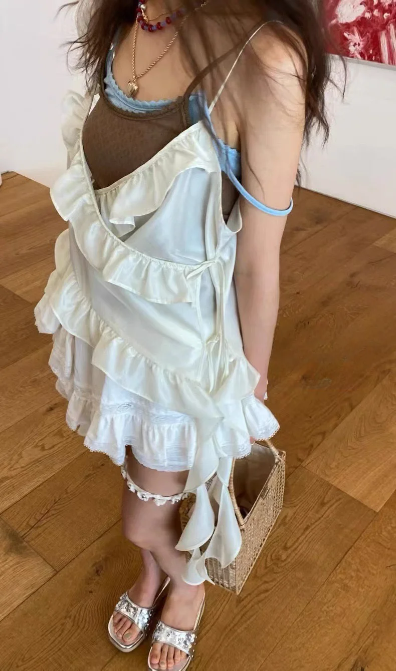 

Новый летний топ PREON Ele с кружевной отделкой, универсальное нижнее белье с цветочным дизайном, корейский повседневный жилет с ремешком, женская мода