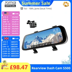 70mai Rearview Dash Cam S500 9.35'' Touch Screen 70mai S500 Car DVR 3K Super Capacitor Dual-Channel HDR Voice Control 24H Park