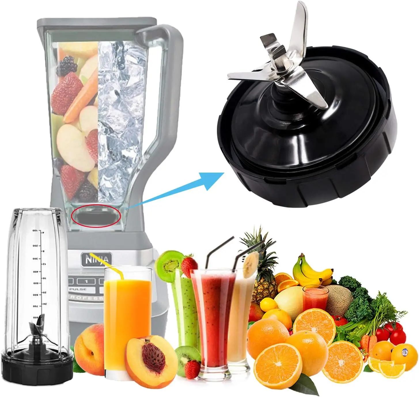 Lâminas extratoras de 7 alfinetes, peça de reposição, lâmina inferior para liquidificador ninja para nutri ninja auto iq bl642 nn102 bl682 bl2013....