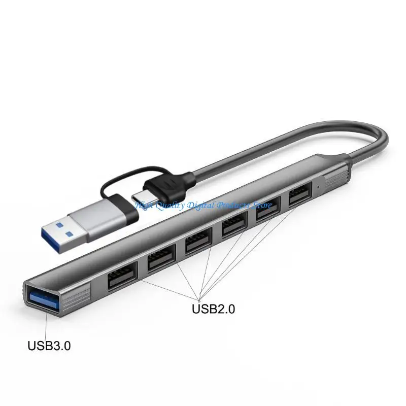 U2JE 2 в 1 7PORT USB C Expander USB Type C Splitter Type C Док -адаптер USB Expander для таблетка телефона