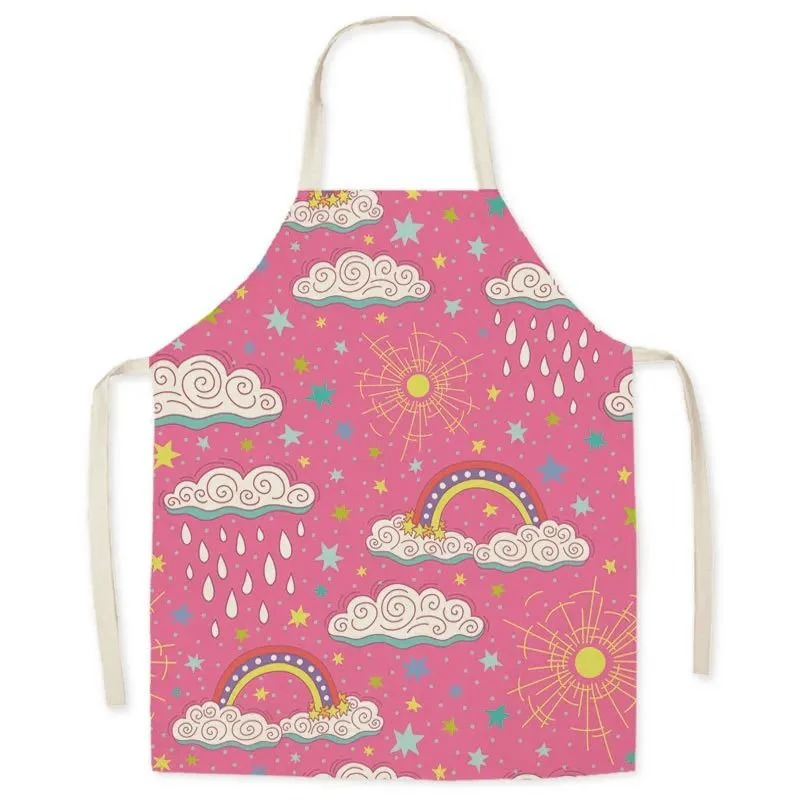 Summer Rainbow Sun Abstract Pattern Apron Adult Sleeveless Kitchen Men And Women Home Baking Waist Bib - view 2