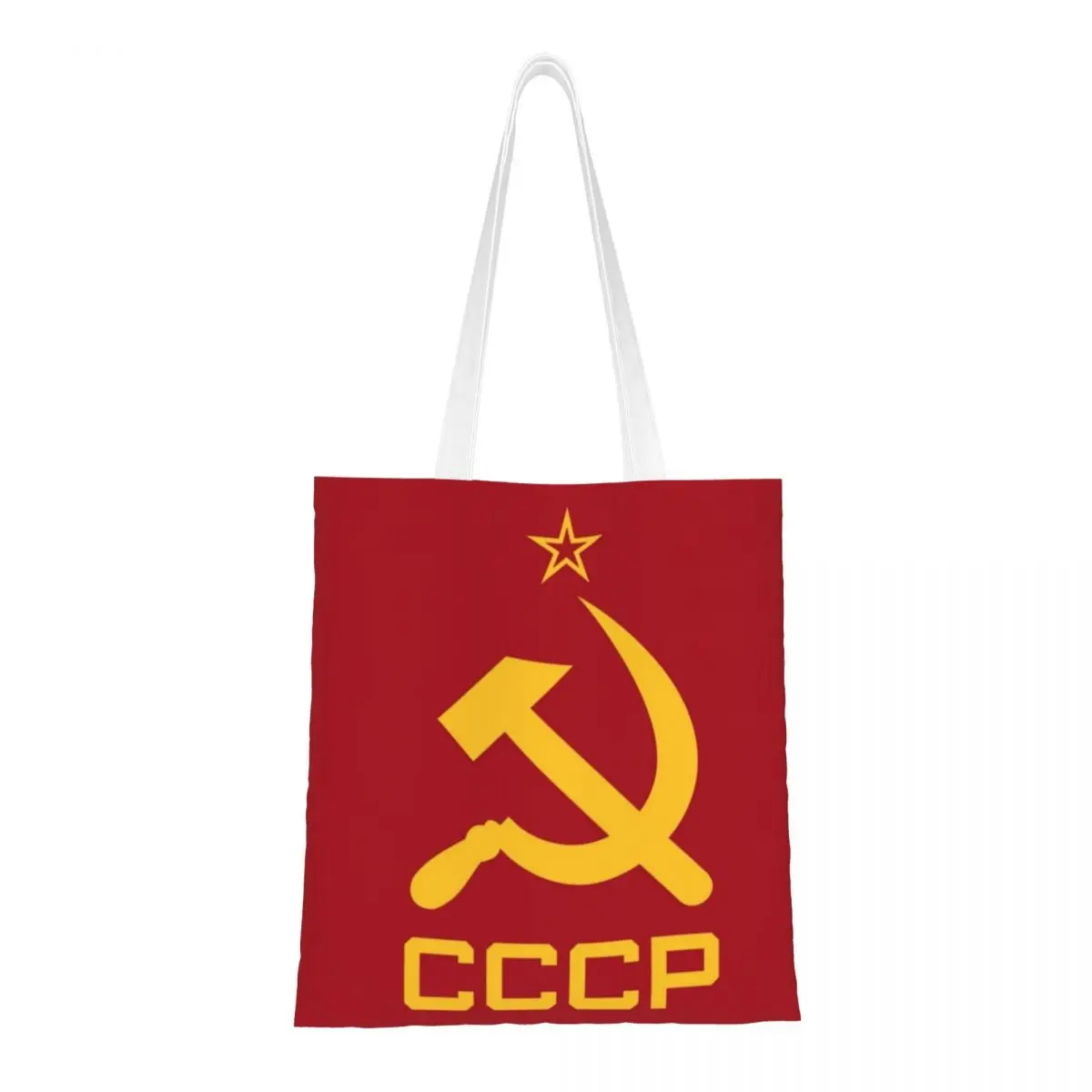 

CCCP Star-Soviet-Union USSR Shopping Bags Women Canvas The Tote Bag Folding Girls Shoulder Tote Travel Handbag