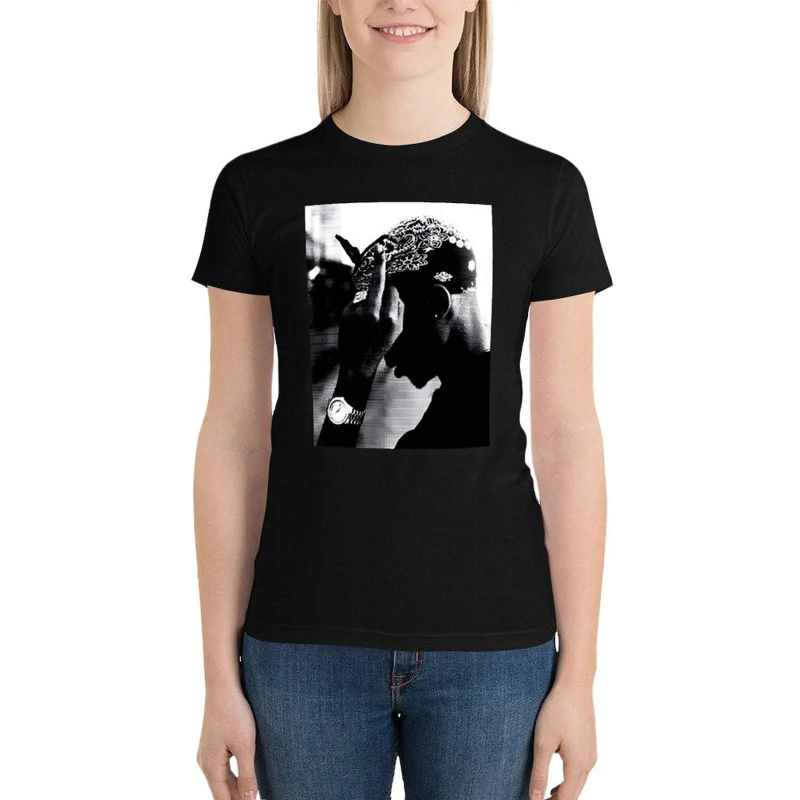 

Tupac Shakur art T-Shirt summer top oversized summer tops t-shirts for Women cotton