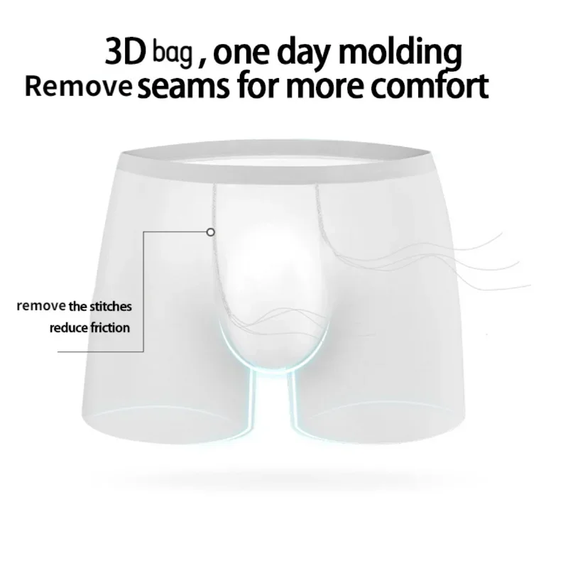 1 Pc Mens Boxer Shorts Ice Silk Men Panties Seamless Sexy Underwear Man Underpants Panties Male Ultra-thin Breathable Briefs