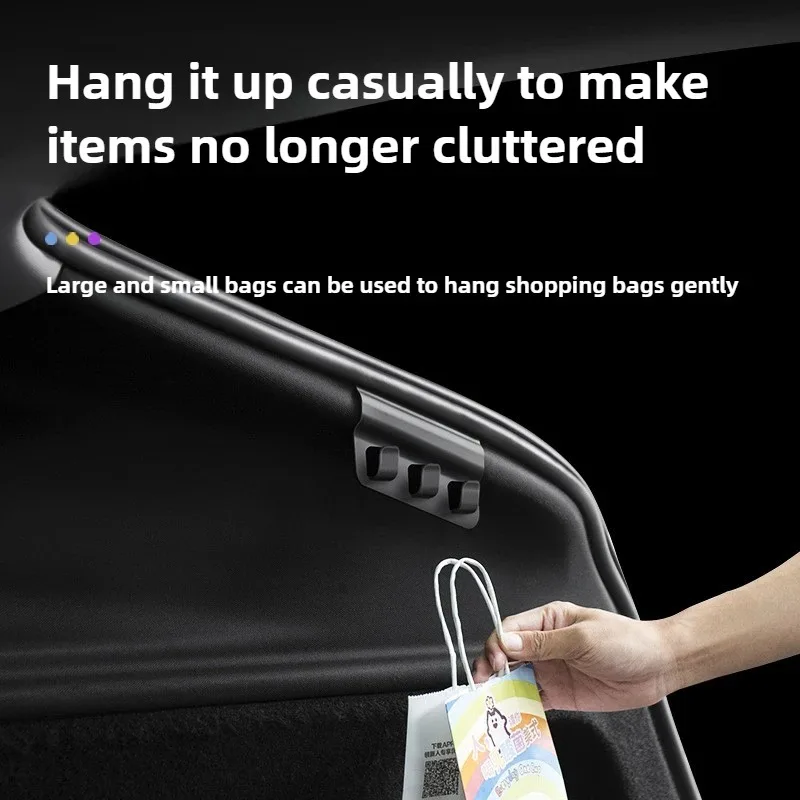 Picture 4: for Tesla New Model Y Juniper 2025 Launch Rear Trunk Hook Storage Multiple Holder Button Cargo Grocery Bag Umbrella Hanger Clips