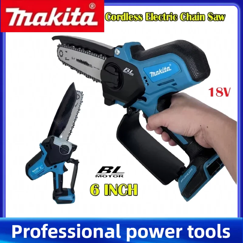 

Makita 6-inch Handheld Chainsaw 18V Cordless Electric Logging Saw Mini Portable Cutter for Woodworking Tasks