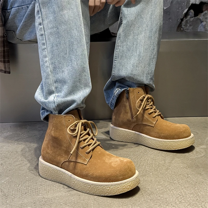 High Quality Men Boots British Men Short Boots Designer Mens Motorcycle Boot Outdoor Wear-resistant Workwear Boots for Men Botas