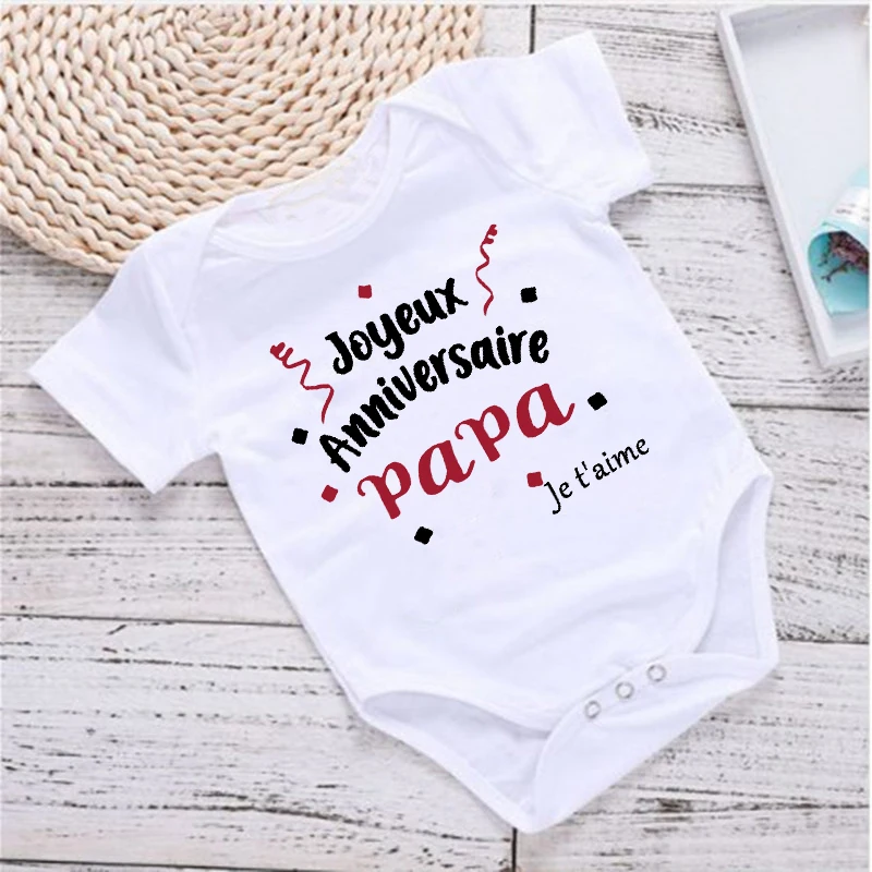 Happy Birthday Daddy I Love You Toddler Baby Clothes Newborn Bodysuit Infant Short Sleeve Romper Dad Birthday Baby Outfits Gifts