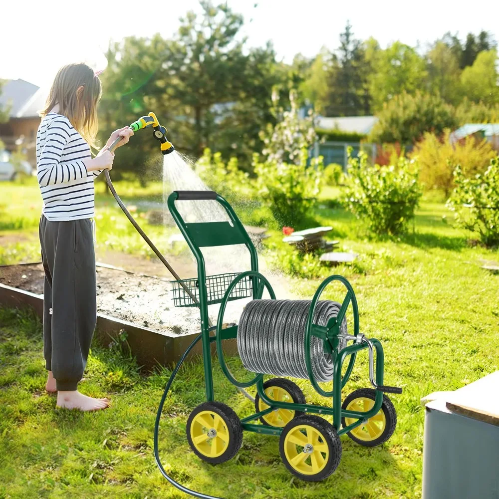 

Garden Hose Reel Cart 300 FT of 5/8" Large Capacity, Heavy-Duty Metal Hose Cart