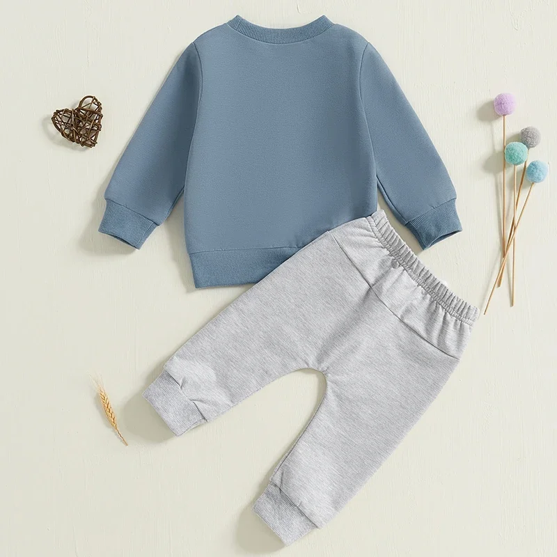 Toddler Baby Girl Boy Long Sleeve Letter Print Sweatshirts and Drawstring Long Pants 2PCS Outfits Newborn Clothes Set