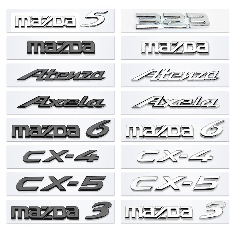 1pcs 3D ABS car logo Letters Trunk Emblem Symbols Badge Sticker for mazda 3 5 6 Atenza Axela CX-4 CX-5 323 M3 M6 Car Accessories