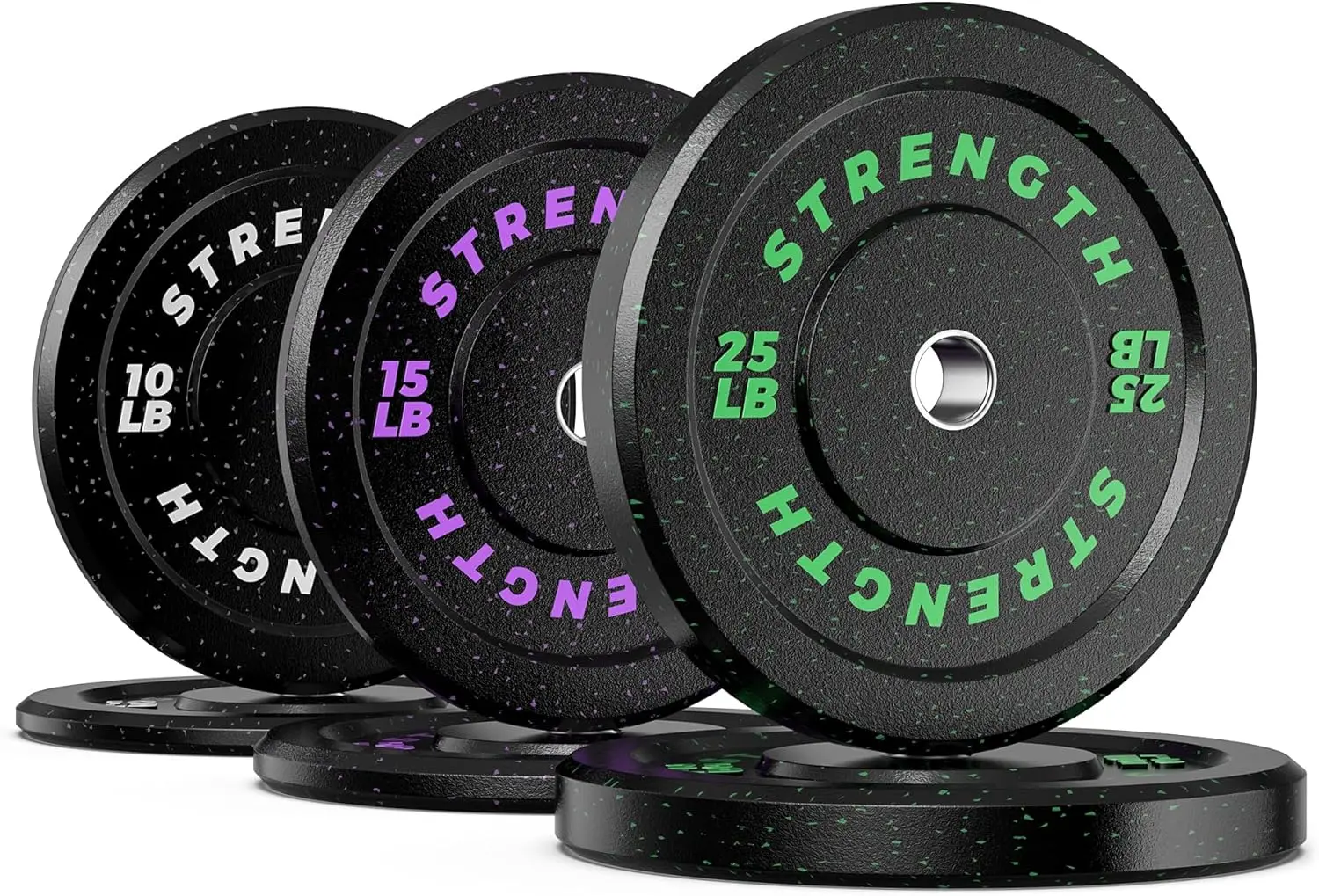 

10/15/25/35/45/55LB Ol ympic Bumper Plates, High-Bounce Olympic Weight Plates with Colored Fleck-Rubber Weights Plates