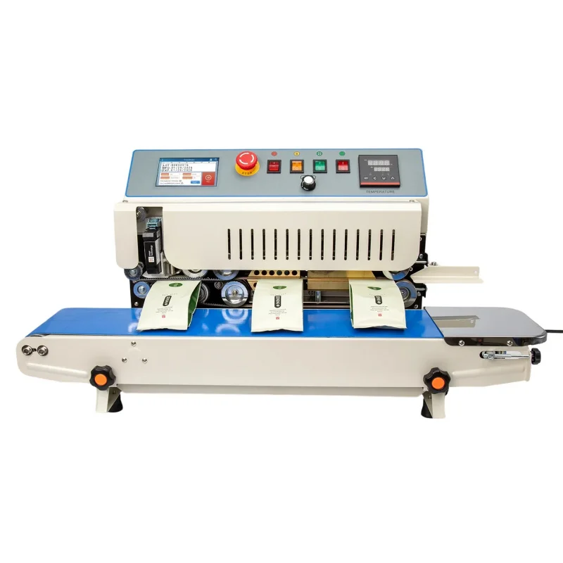 Automatic Continuous Band Sealer with Inkjet Printer for Food Packaging Aluminum Foil Plastic Bags