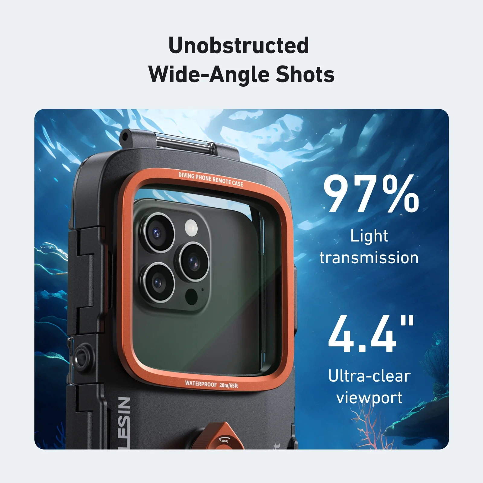 TELESIN 20M/65ft Universal Diving Phone Remote Waterproof Case Underwater Photography for IPhone 17 16 15 Samsung S25 S24 S23