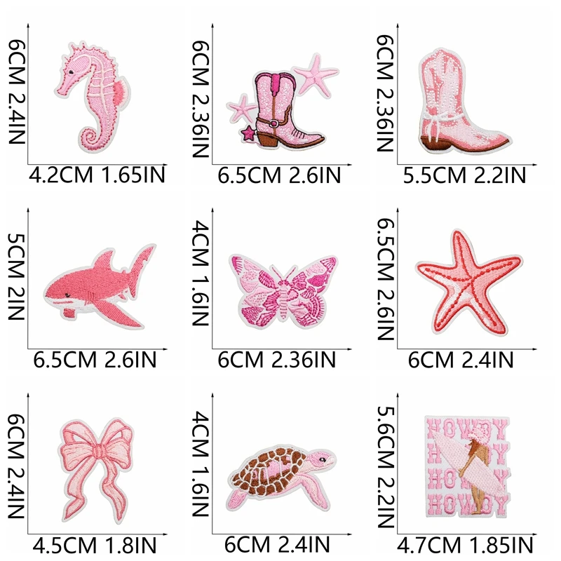 Cartoon Pink Theme/Surfing Girls Embroidery Patches Crab Turtle