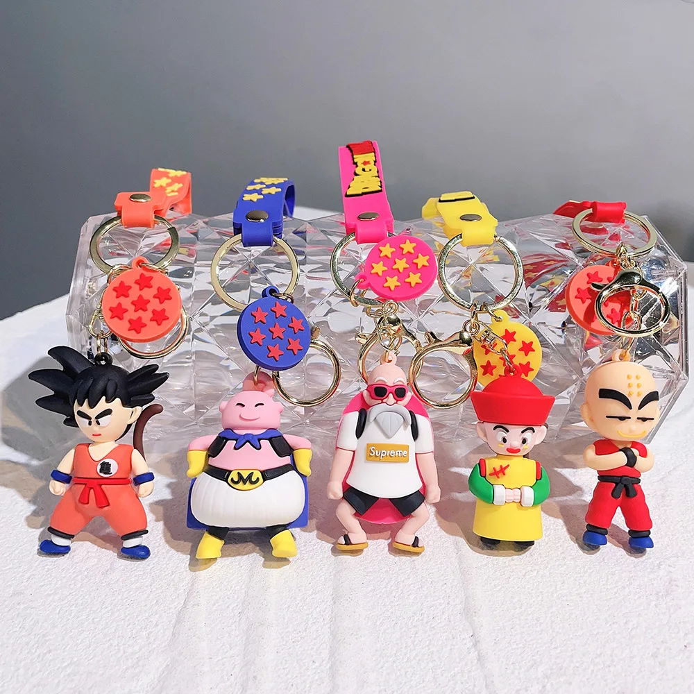 Cartoon Anime Dragon Ball Z Figure Keychain Creative Cute Goku PVC Doll Toys Car Keychain Pendant Cute Bag Ornament Accessories