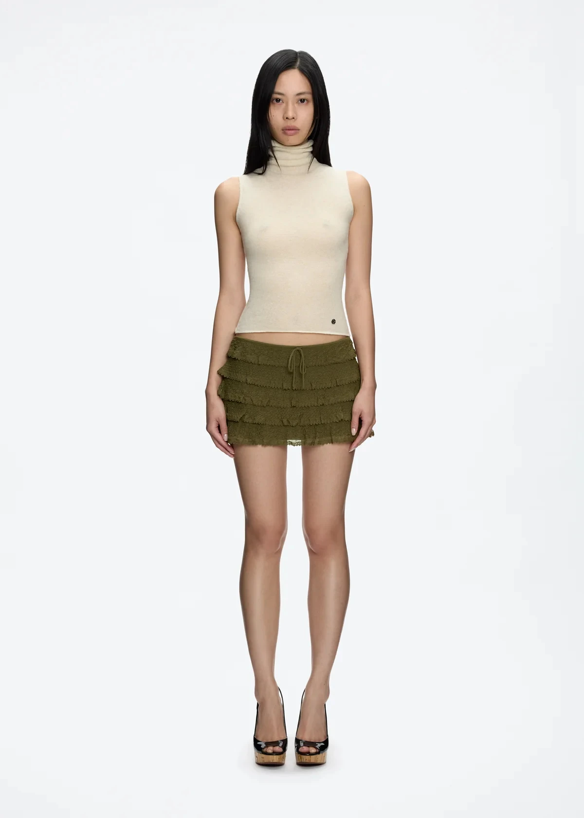 

Мягкий вязаный комплект из юбки и жилета цвета сакуры: комфортная женская модная верхняя одежда стандартной длины, облегающий жилет