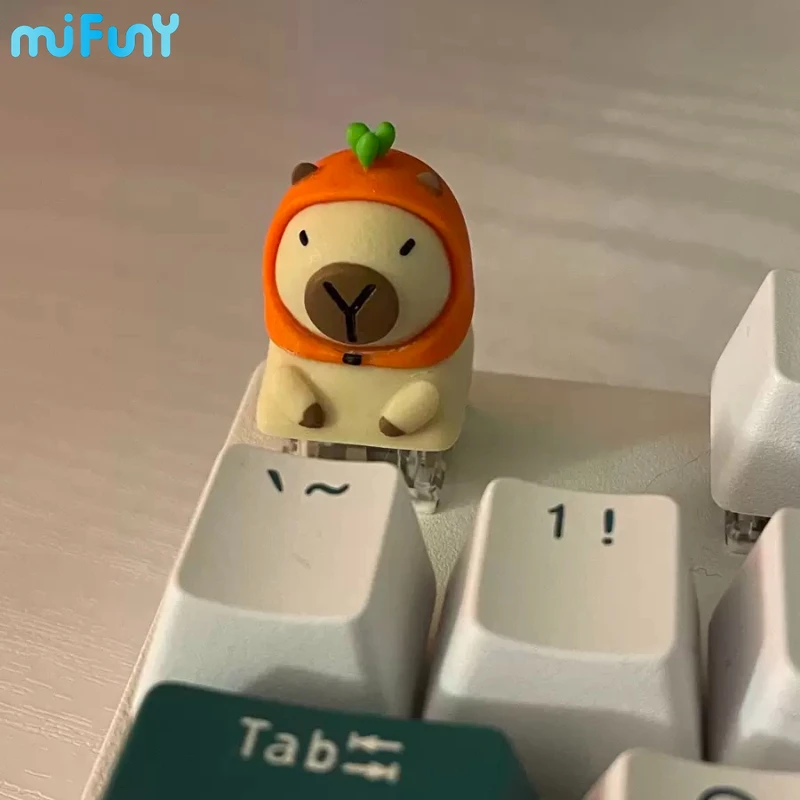 MiFuny Capybara Keycap Animal Artisan Keyboard Cap Resin Custom KeyCaps for Mechanical Keyboard Accessories Cute Point Keycap