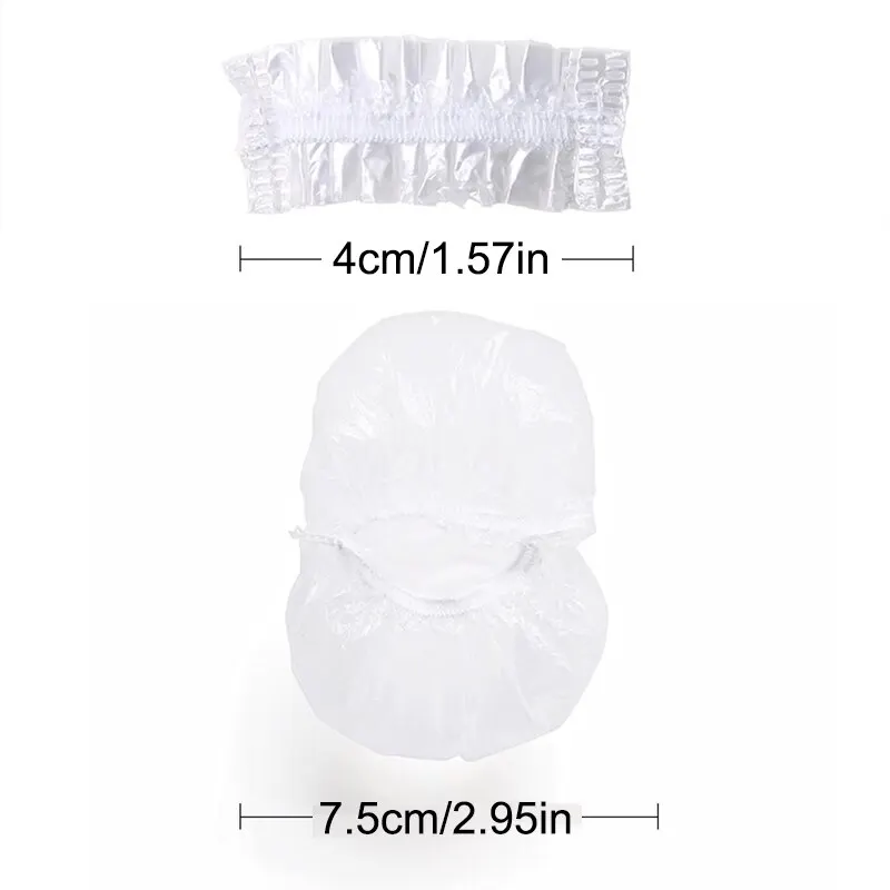 100PCS Disposable Hair Earmuff Dye Transparent Elastic Shower Hair Dye Protection Tool Shield Waterproof Earpack Plastic Wrap