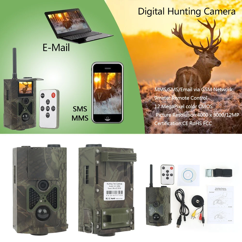 

HC-550M 2G MMS Hunting Trail Camera Infrared Night Vision Camera For Wildlife Research & Farm Monitoring Real-time Transmission