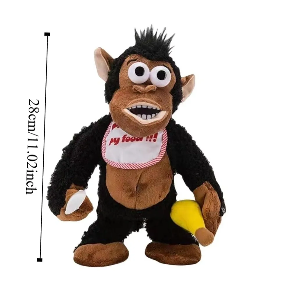 Chorando gorila macaco em movimento elétrico comendo banana coleção macaco magnético macio fofo guarda comida crianças