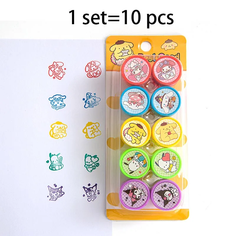 40pcs/lot Sanrio Creative Melody Pochacco Kuromi Stamp Kawaii DIY Reward Seal For Kids Stationery Gift Office School Supplies