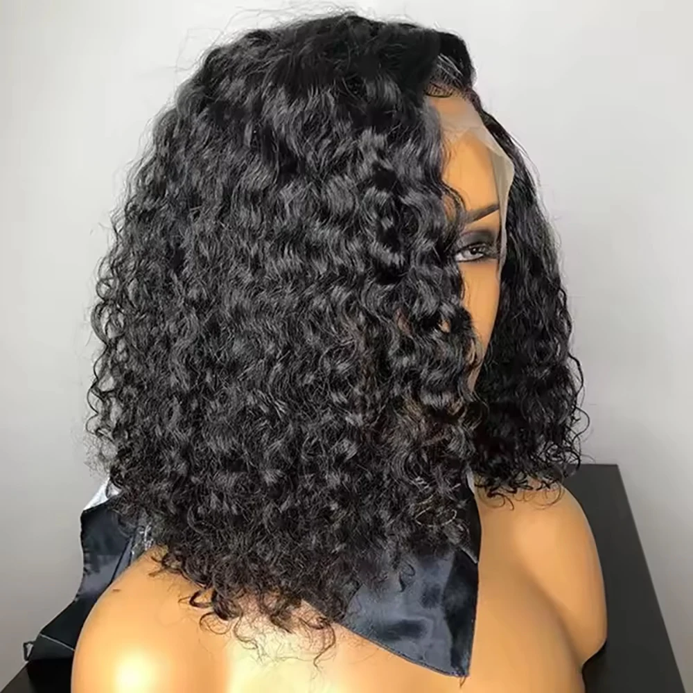 

Short Curly Water Wave Human Hair Bob Wigs 13x4 13x6 HD Lace Frontal Deep Wave Wig Wear And Go Glueless Wig Human Hair For Women