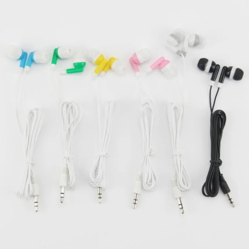 10000pcs Colorful Disposable Earphone Cheapest 3.5mm Wired Stereo Earbuds for Bus or Train or Plane For School Gift One Time Use