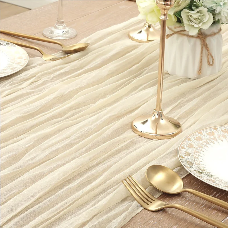 90x300 cm knit cloth table runner Wedding birthday party banquet decoration gauze fabric voile table cloth Twist table cover