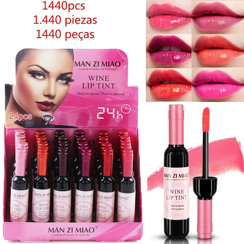 

1440pcs Lip Tint Stain Long Lasting 6 Colors Lip Gloss Set Wine Lipstick Matte Waterproof Makeup Wholesale Items for Resale Bulk