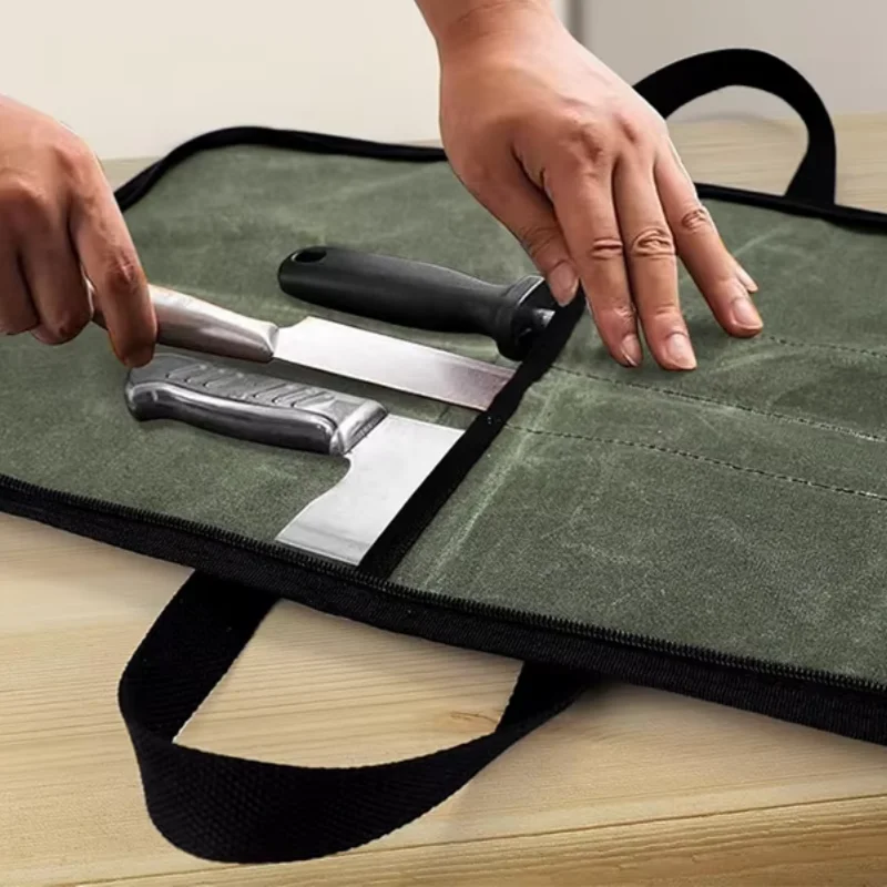 

Professional Chef Knife Storage Bag Canvas Portable Handheld Knife Case with Zipper Waterproof Outdoor Picnic Camp BBQ Kitchen