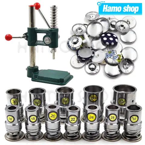 100Set/lot #16-60 Round Aluminum Covered Button Metal Bread Shape Cloth Fabric Cover Buttons With Tool For Handmade DIY Sewing