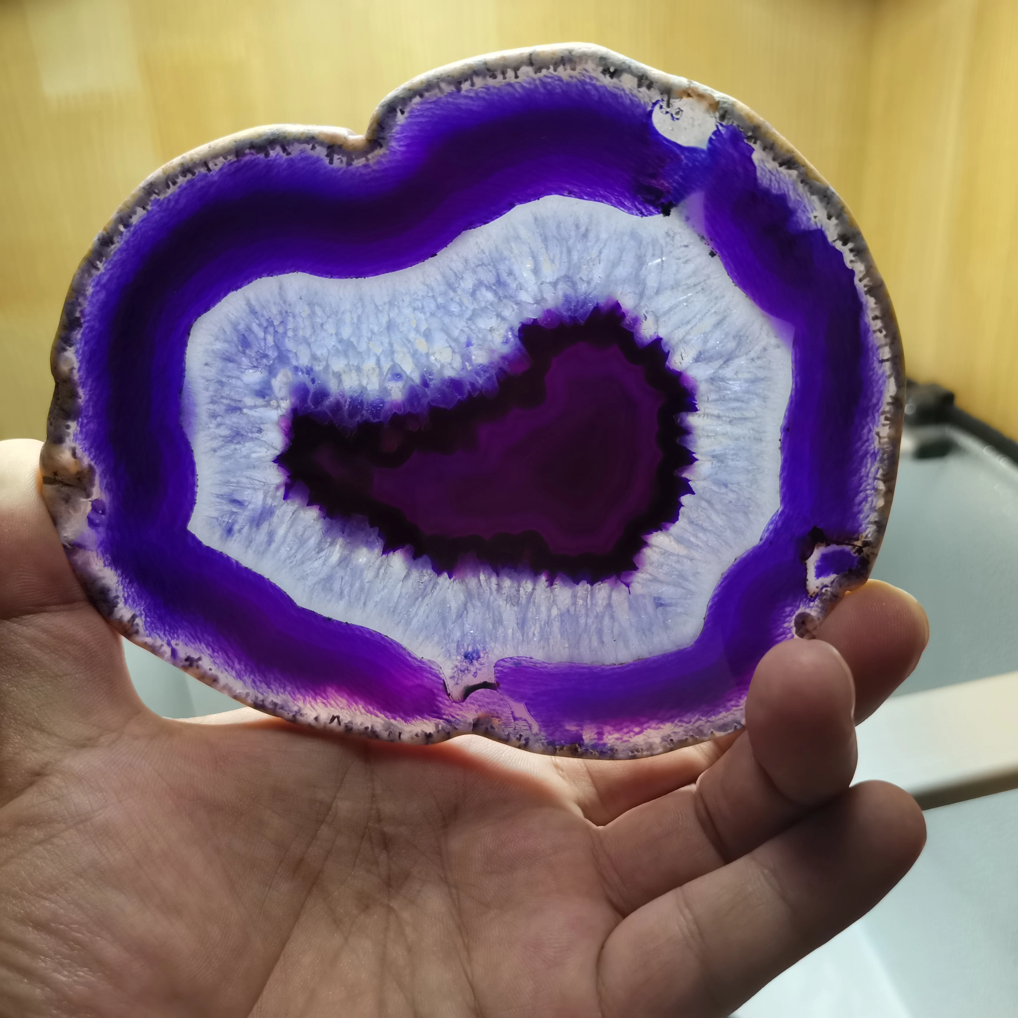 

15cm Natural Purple Agate Slice Gems Crafts Pad Coaster Cup Mug Glass Hot Beverage Holder Pad Quartz Onyx Stone Mat Decor plates