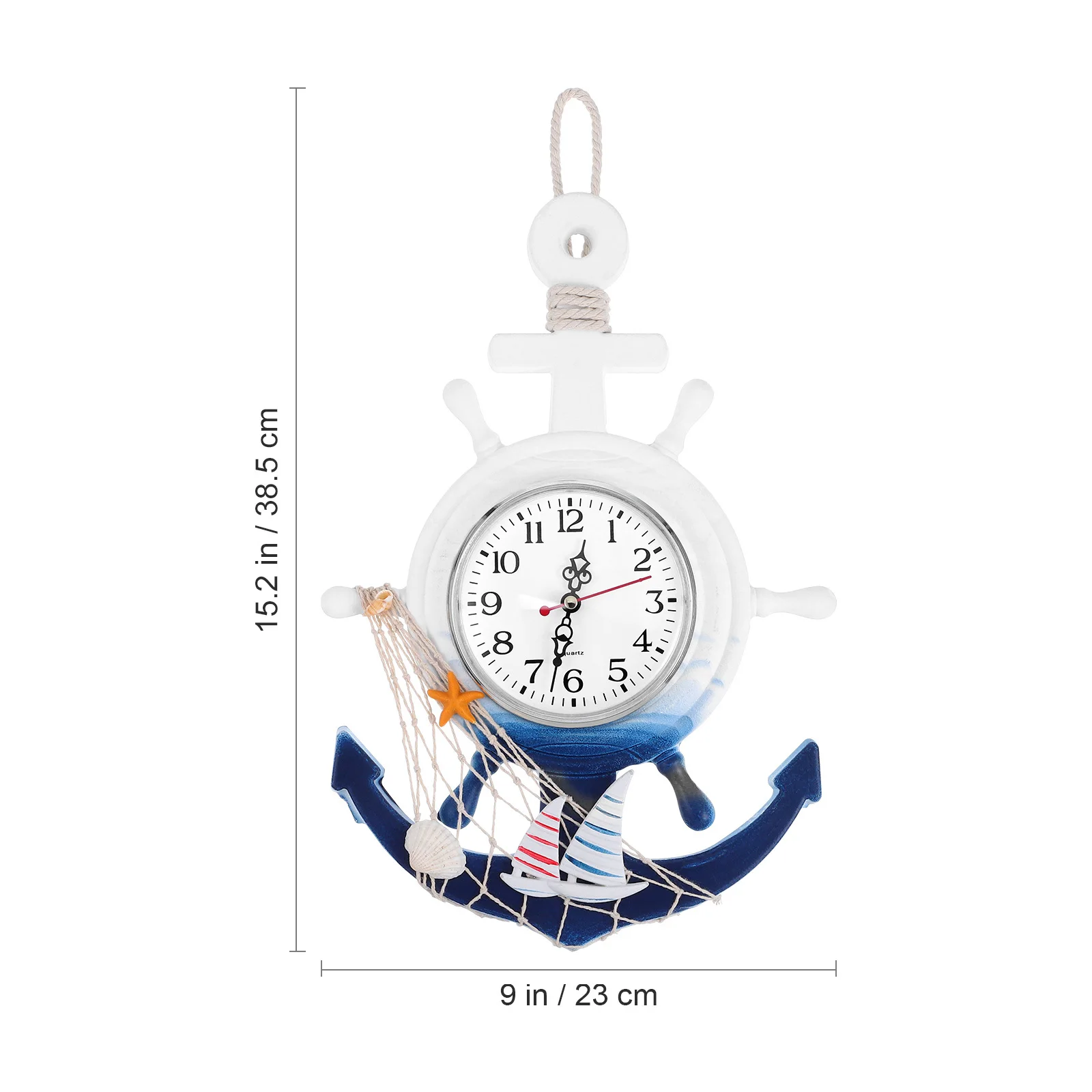 

Boat Anchor Wall Clock Wooden Plastic Hanging Clock Living Room Bedroom Mediterranean Style Decorative